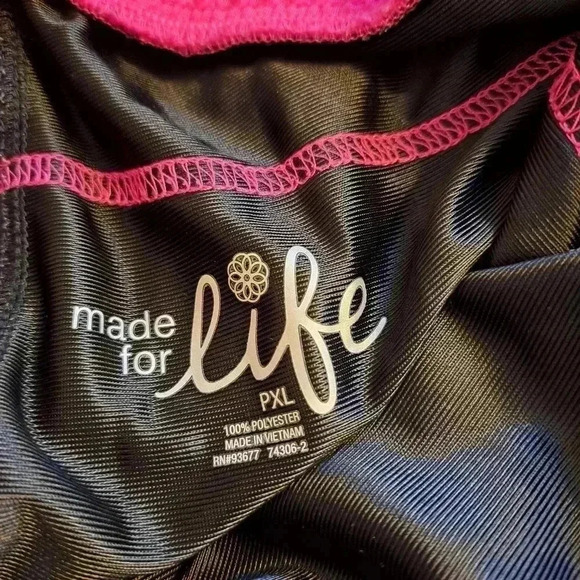 Made For Life Fuschia Pink Black Running Shorts PXL Quick Dry - Picture 5 of 5